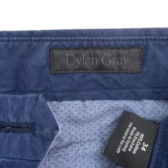 New Dylan Gray Men US 34 Navy Blue Chinos Pants Classic Straight Leg Cotton - Picture 7 of 12